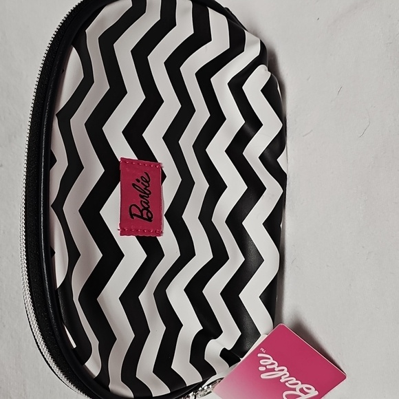 Barbie Series Cosmetics Bag Retro Black And White Stripe Miniso Makeup - Picture 1 of 8